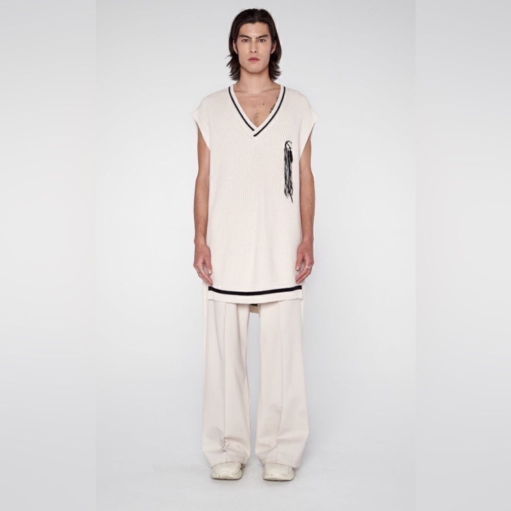NWT Sans Gene OVERSIZED KNIT VEST Medium Embroidered Wool Cashmere Blend‌ Dress - Picture 2 of 16